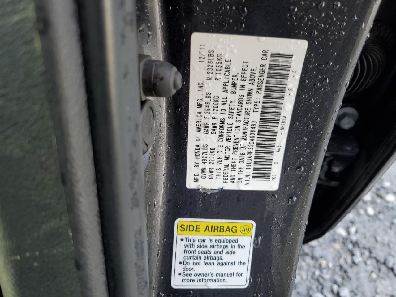 2012 Acura Tl VIN: 19UUA9F23CA006483 Lot: 68110495