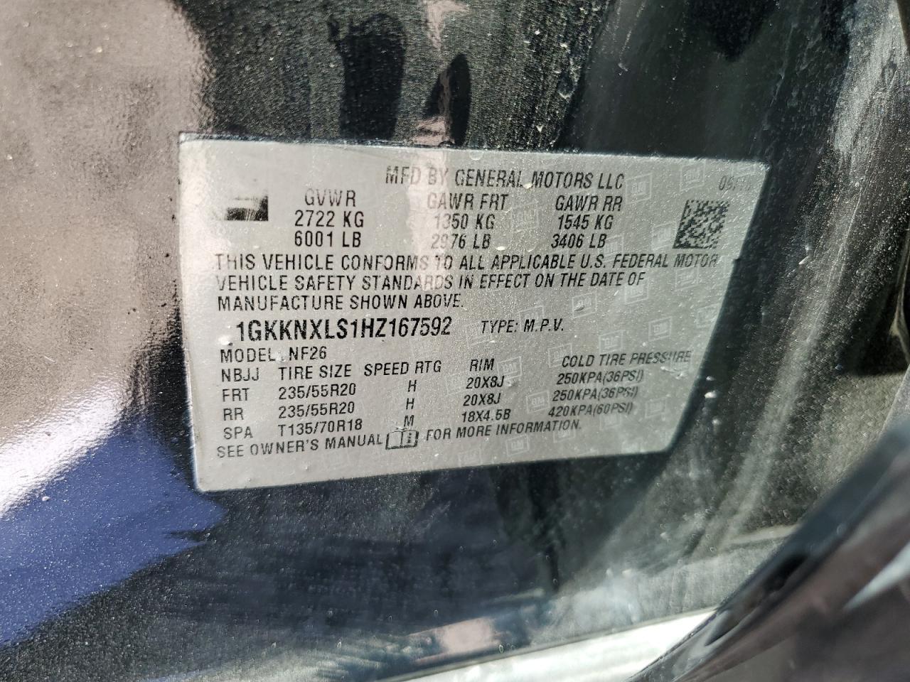 2017 GMC Acadia Denali VIN: 1GKKNXLS1HZ167592 Lot: 68331465