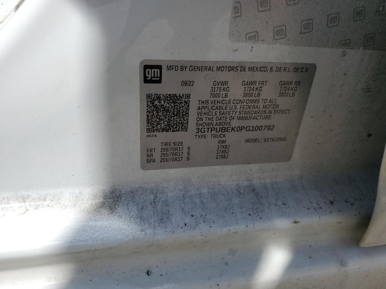 2023 GMC Sierra K1500 Sle VIN: 3GTPUBEK0PG100792 Lot: 70709135