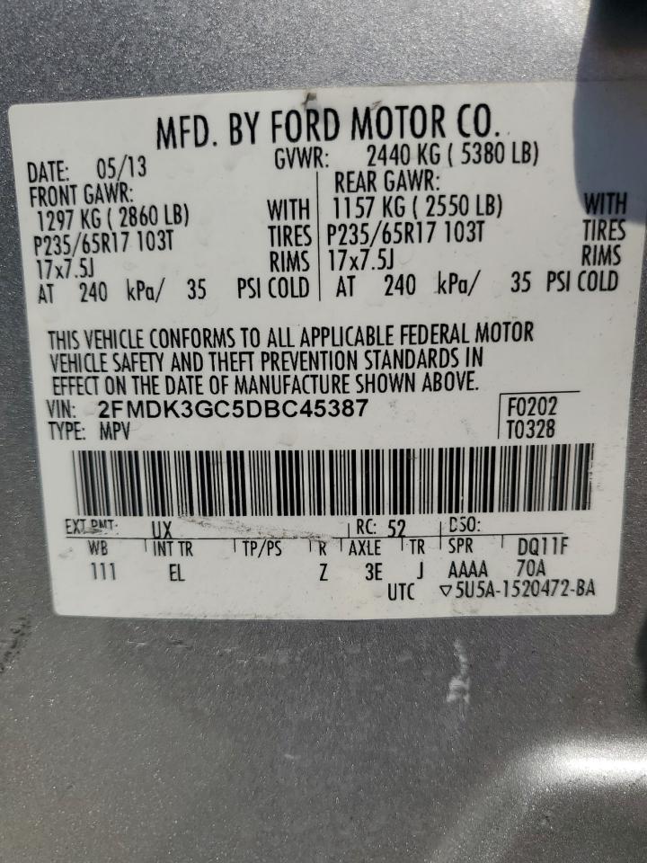 2013 Ford Edge Se VIN: 2FMDK3GC5DBC45387 Lot: 70034415