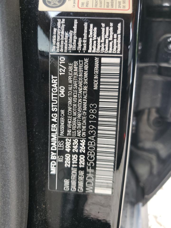 2011 Mercedes-Benz E 350 VIN: WDDHF5GB0BA391983 Lot: 69906445