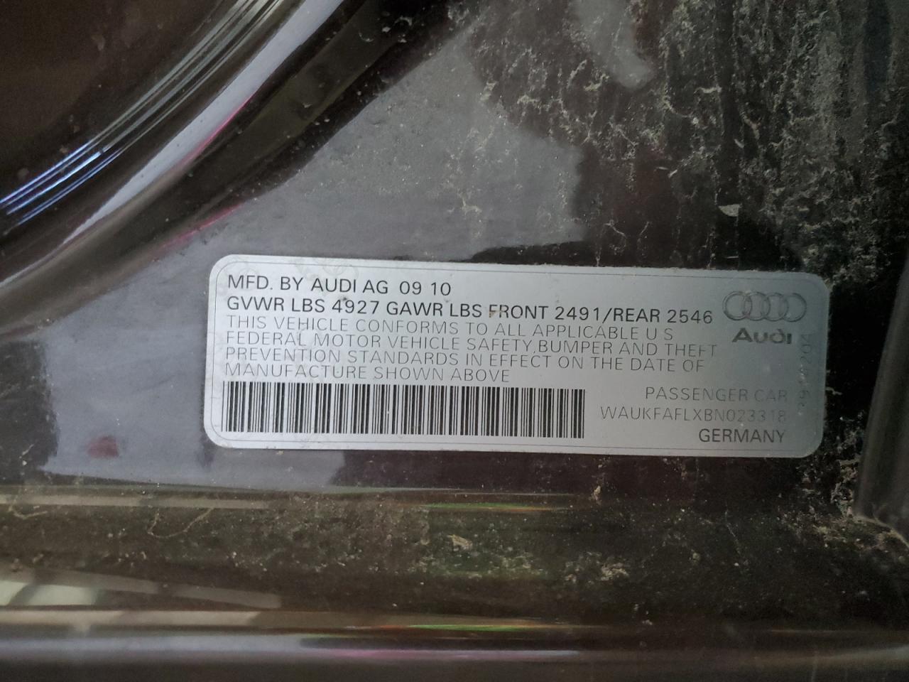 2011 Audi A4 Prestige VIN: WAUKFAFLXBN023318 Lot: 68290645
