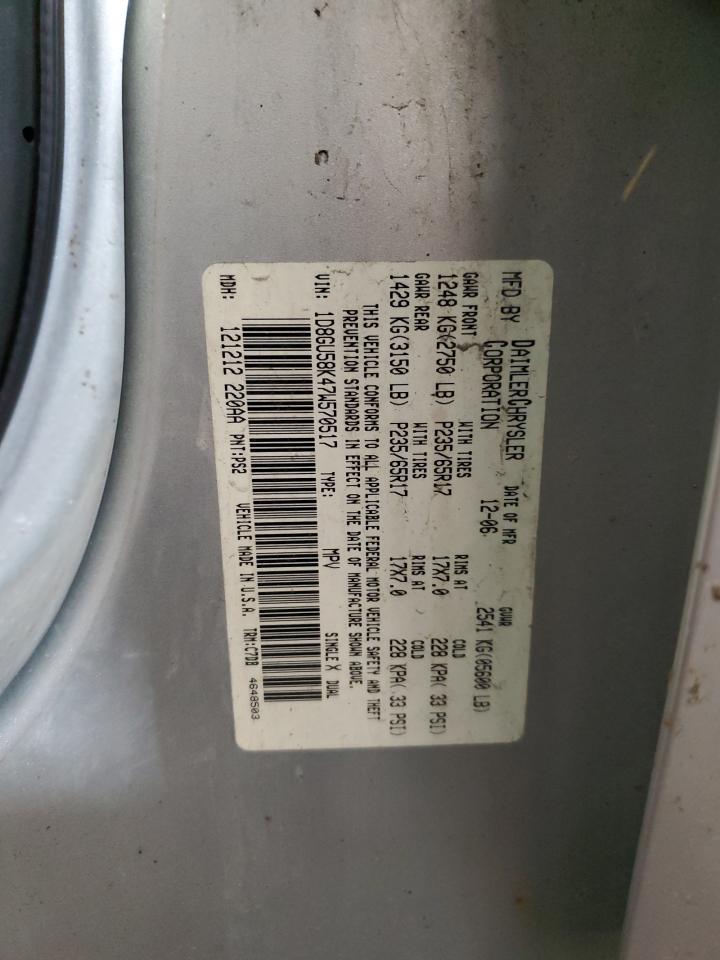 2007 Dodge Nitro Slt VIN: 1D8GU58K47W570517 Lot: 70854715