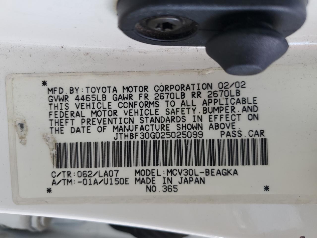 2002 Lexus Es 300 VIN: JTHBF30G025025099 Lot: 70126835