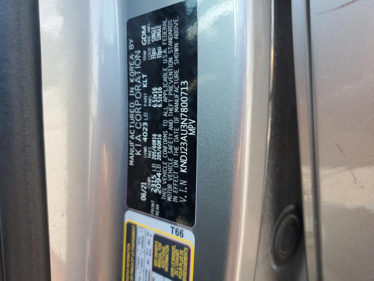 2022 Kia Soul Lx VIN: KNDJ23AU3N7800713 Lot: 68323955
