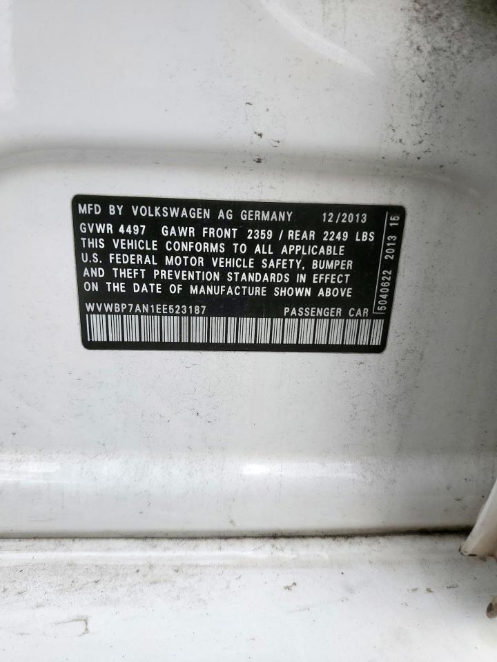 2014 Volkswagen Cc Sport VIN: WVWBP7AN1EE523187 Lot: 67320355