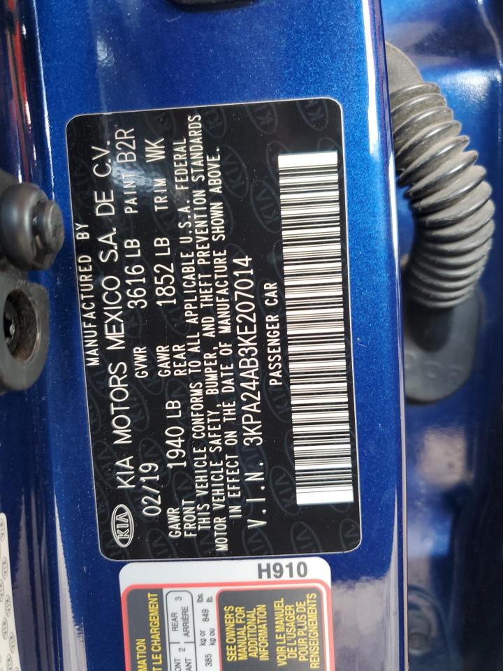 2019 Kia Rio S VIN: 3KPA24AB3KE207014 Lot: 70370525