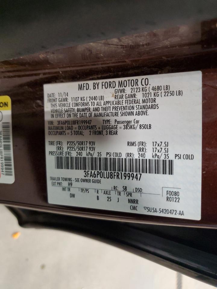 2015 Ford Fusion Se Hybrid VIN: 3FA6P0LU8FR199947 Lot: 66564685