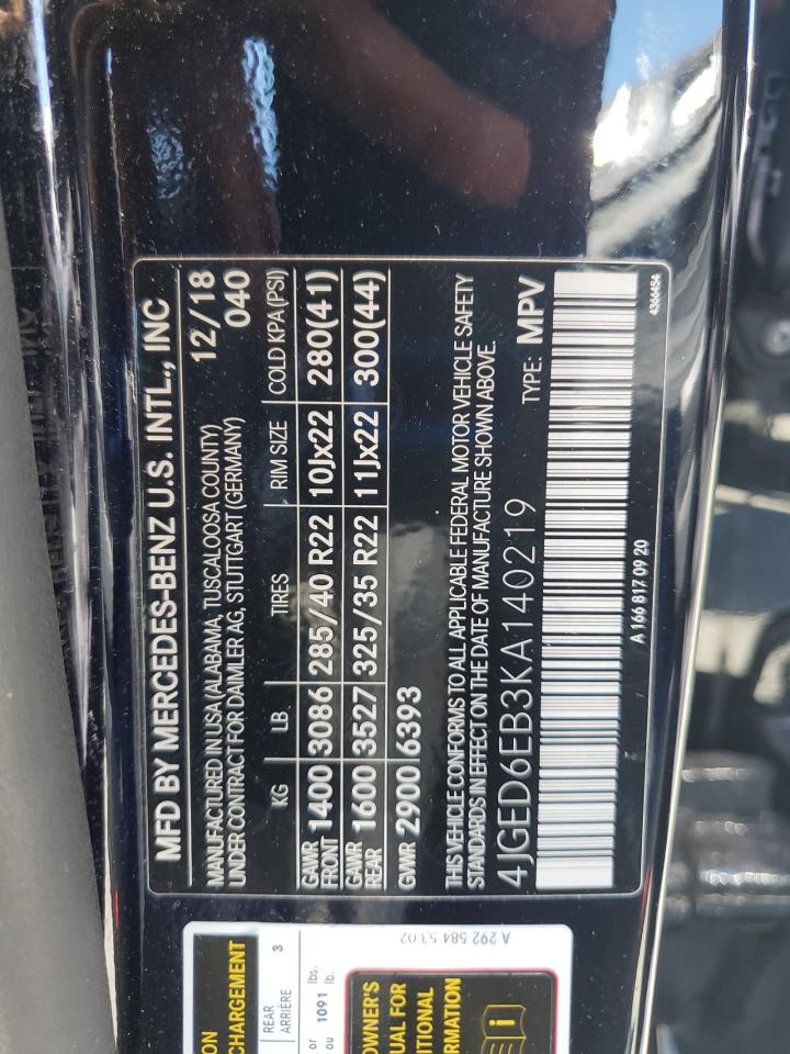 2019 Mercedes-Benz Gle Coupe 43 Amg VIN: 4JGED6EB3KA140219 Lot: 67985445