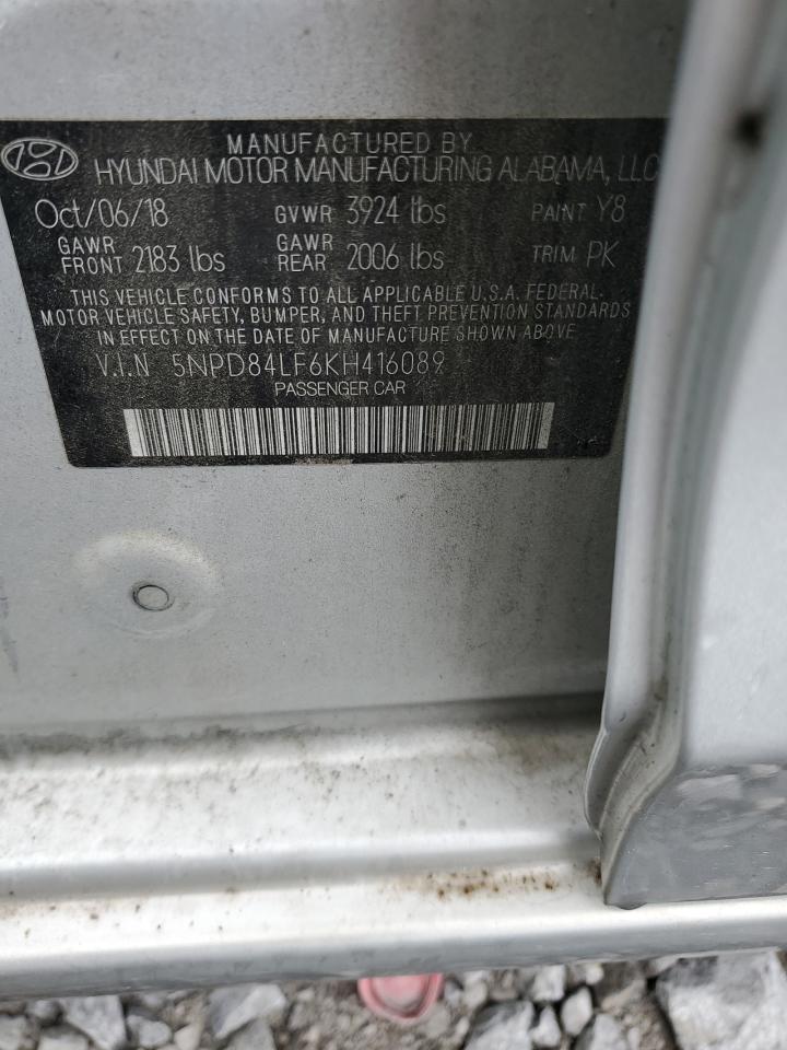 2019 Hyundai Elantra Sel VIN: 5NPD84LF6KH416089 Lot: 68441245