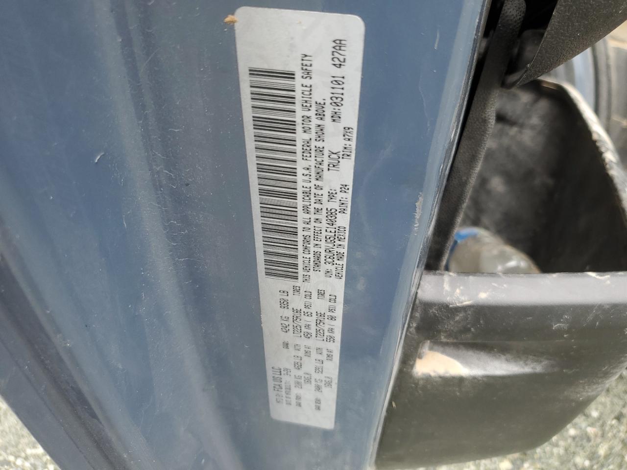 2020 Ram Promaster 3500 3500 High VIN: 3C6URVJG5LE140385 Lot: 67476605