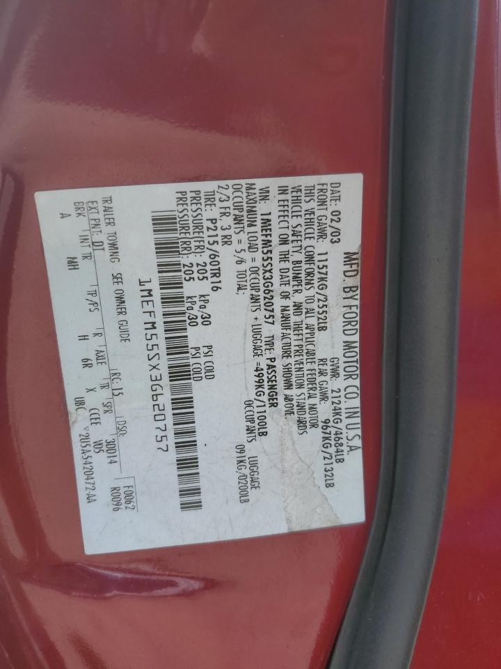 2003 Mercury Sable Ls Premium VIN: 1MEFM55SX3G620757 Lot: 67612825