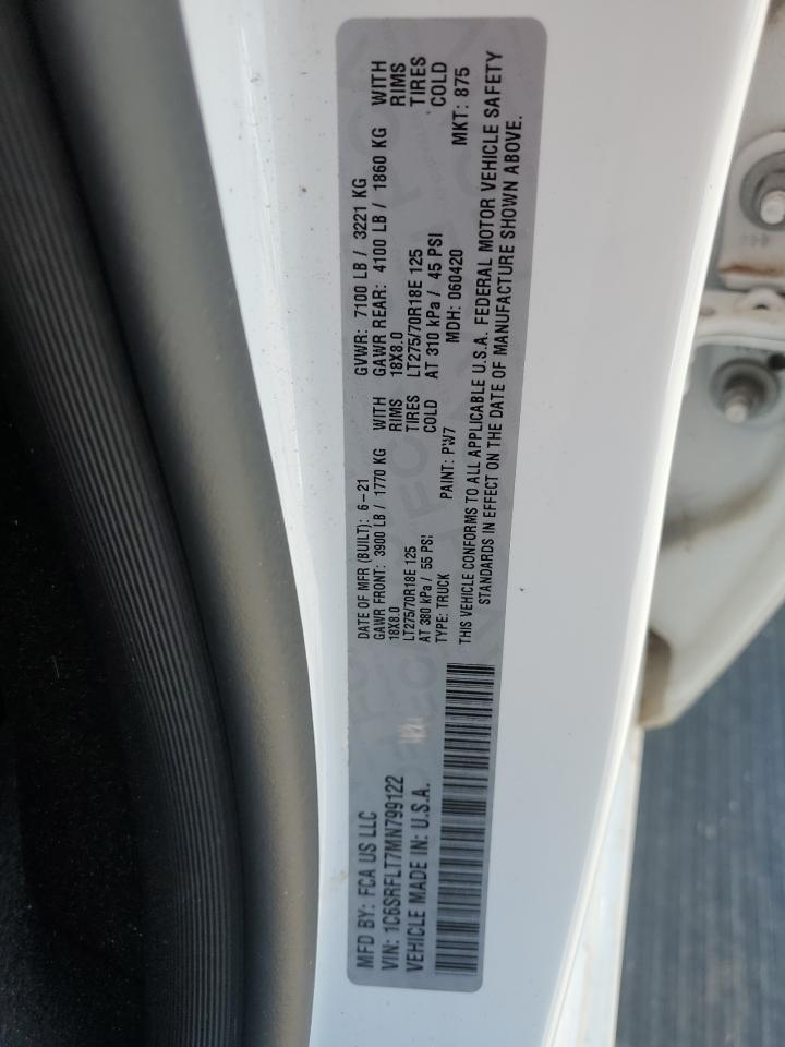 2021 Ram 1500 Rebel VIN: 1C6SRFLT7MN799122 Lot: 68745585