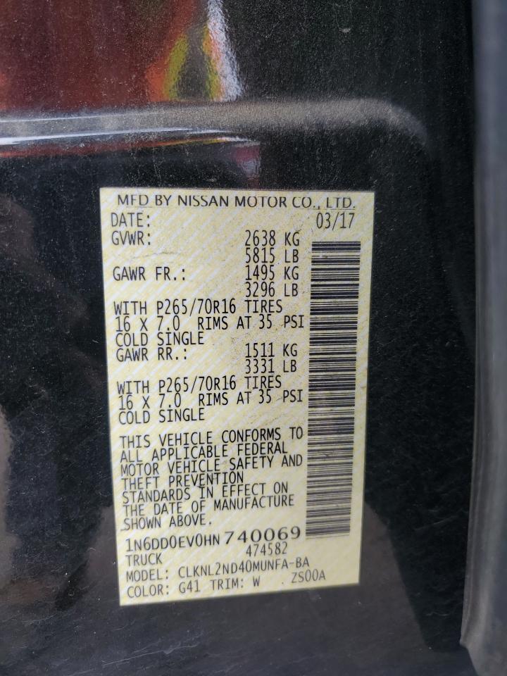 2017 Nissan Frontier S VIN: 1N6DD0EV0HN740069 Lot: 70499535