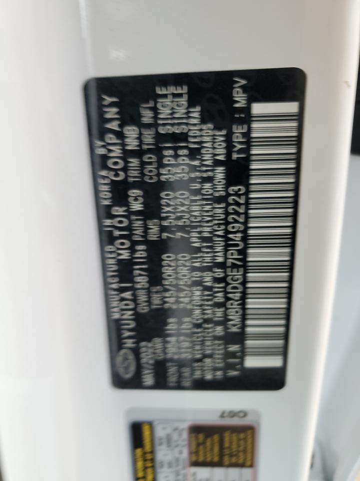 2023 Hyundai Palisade Sel Premium VIN: KM8R4DGE7PU492223 Lot: 69261525