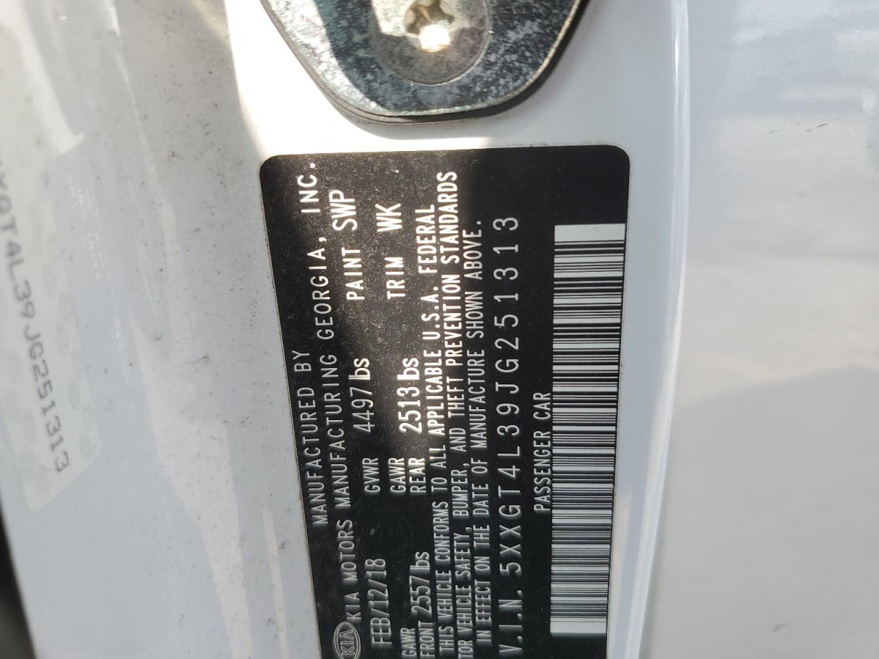 2018 Kia Optima Lx VIN: 5XXGT4L39JG251313 Lot: 67987985