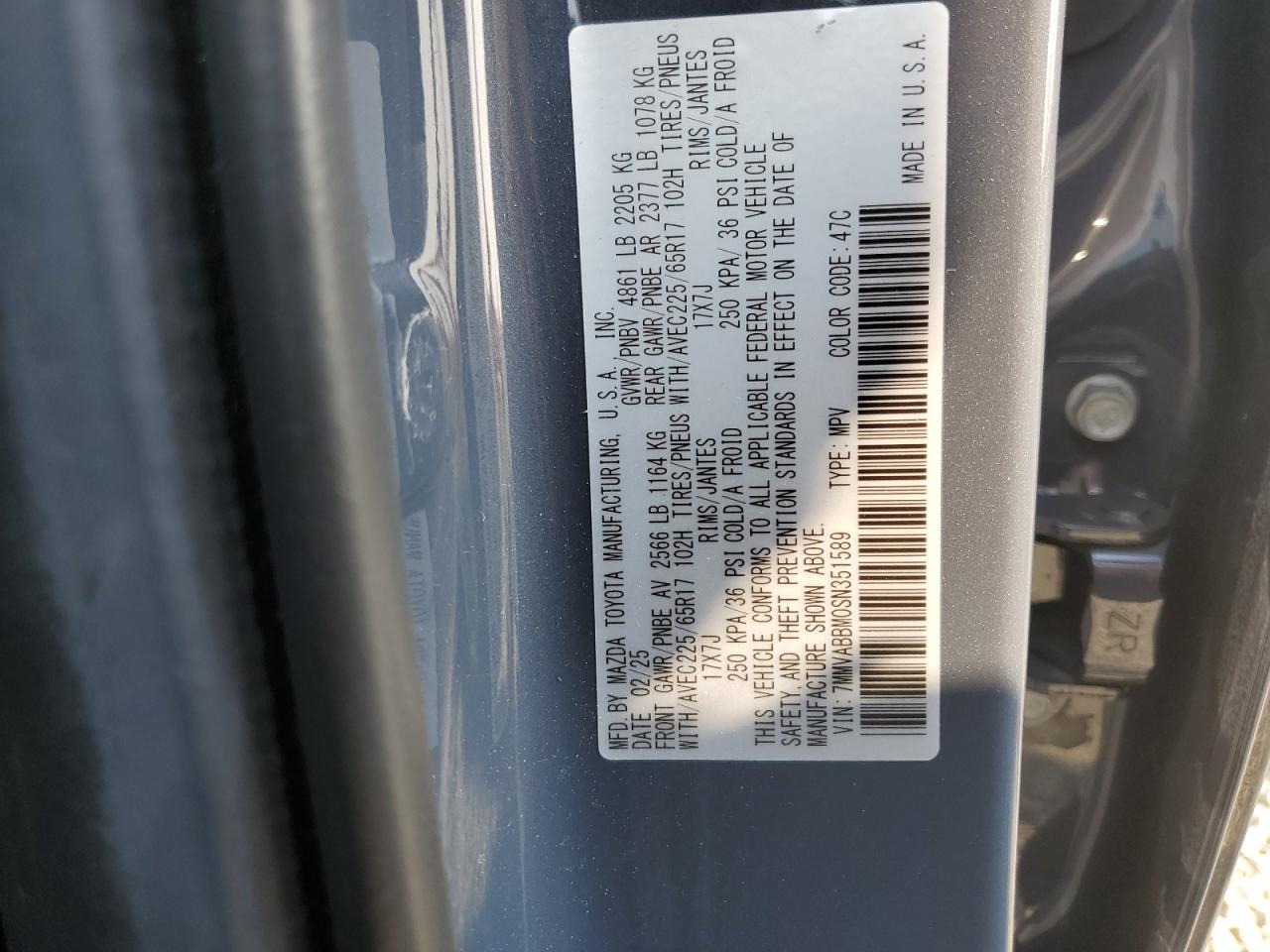 2025 Mazda Cx-50 Preferred VIN: 7MMVABBM0SN351589 Lot: 67318035