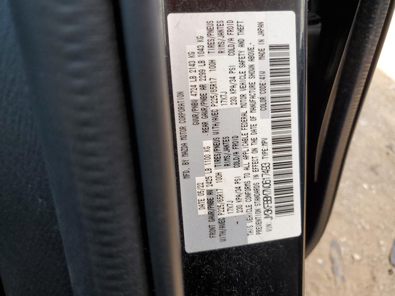 2022 Mazda Cx-5 Select VIN: JM3KFBBM7N0617493 Lot: 69551845