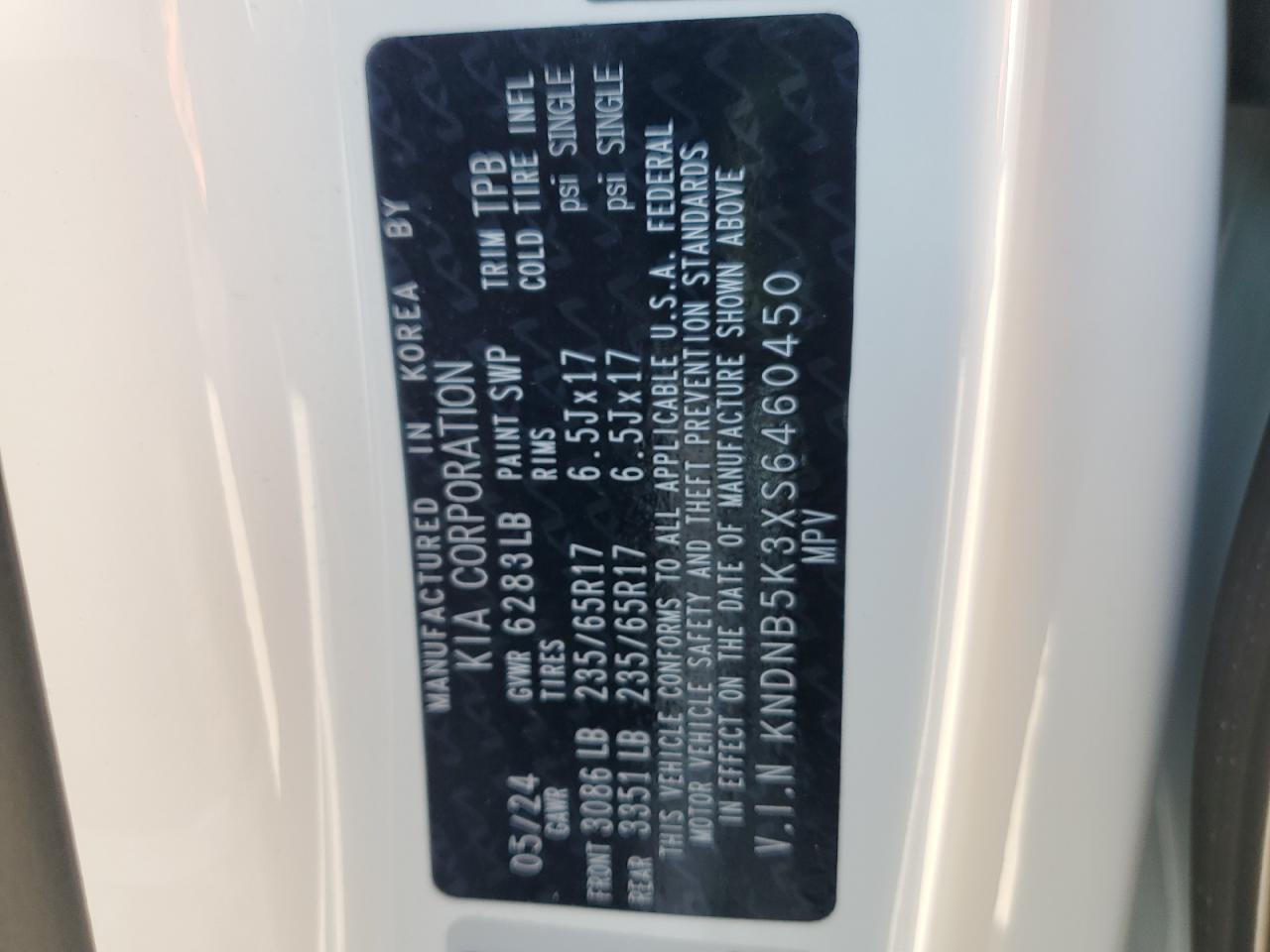 2025 Kia Carnival Lx VIN: KNDNB5K3XS6460450 Lot: 69999235