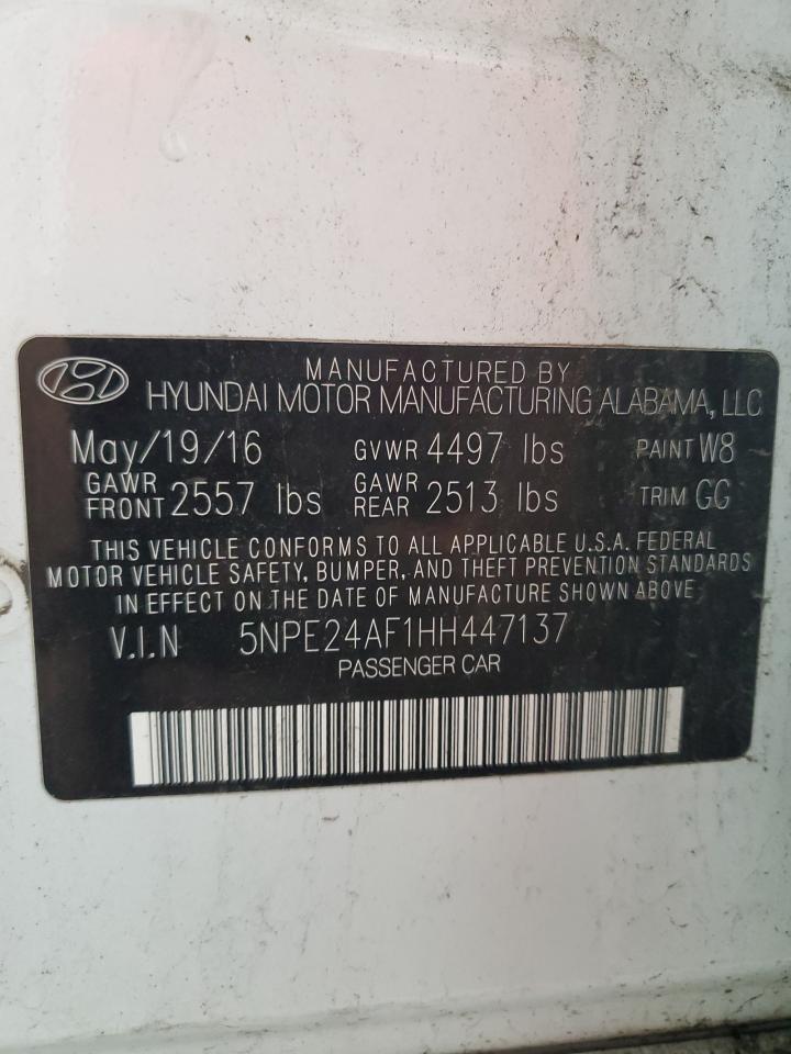 2017 Hyundai Sonata Se VIN: 5NPE24AF1HH447137 Lot: 70161425