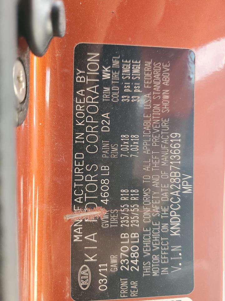 2011 Kia Sportage Ex VIN: KNDPCCA28B7136619 Lot: 67258095