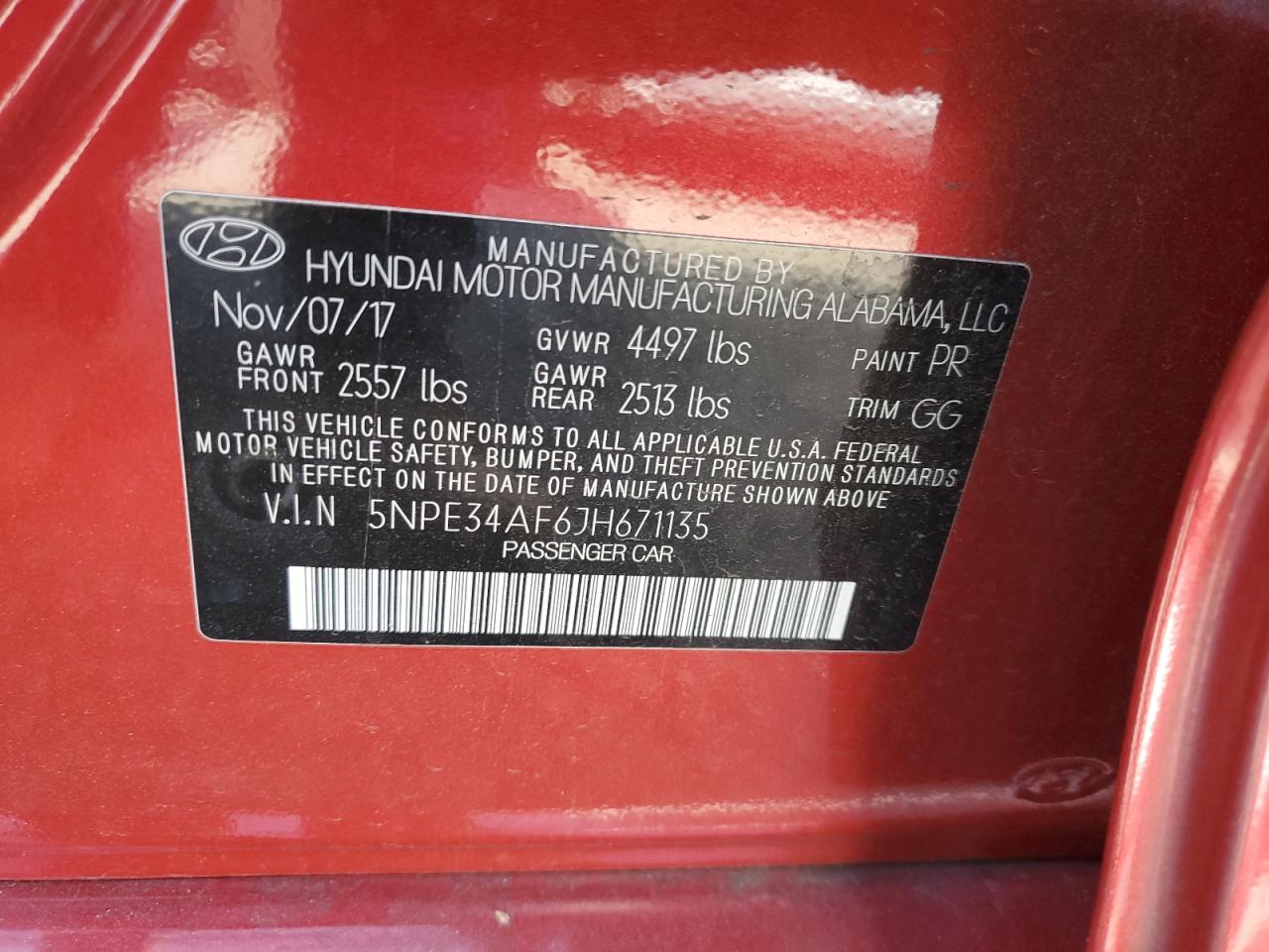 2018 Hyundai Sonata Sport VIN: 5NPE34AF6JH671135 Lot: 68767795