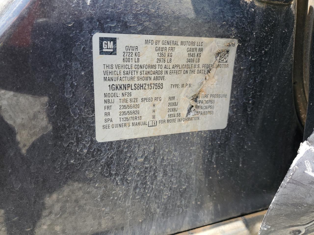 2017 GMC Acadia Denali VIN: 1GKKNPLS8HZ157593 Lot: 69190475