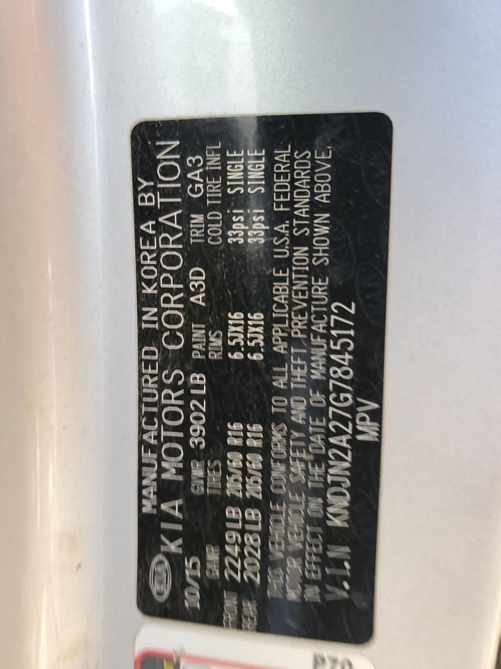 2016 Kia Soul VIN: KNDJN2A27G7845172 Lot: 68819205