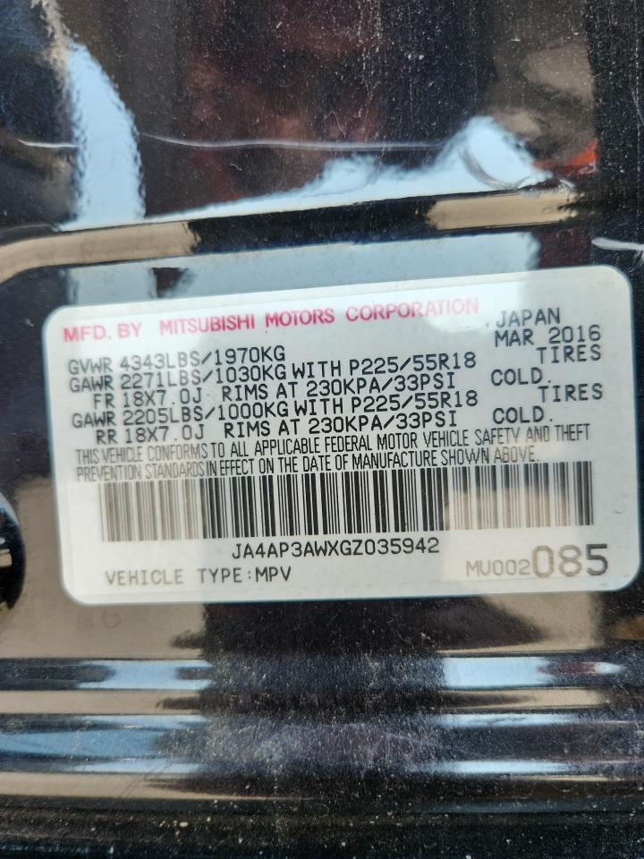 2016 Mitsubishi Outlander Sport Es VIN: JA4AP3AWXGZ035942 Lot: 70641665