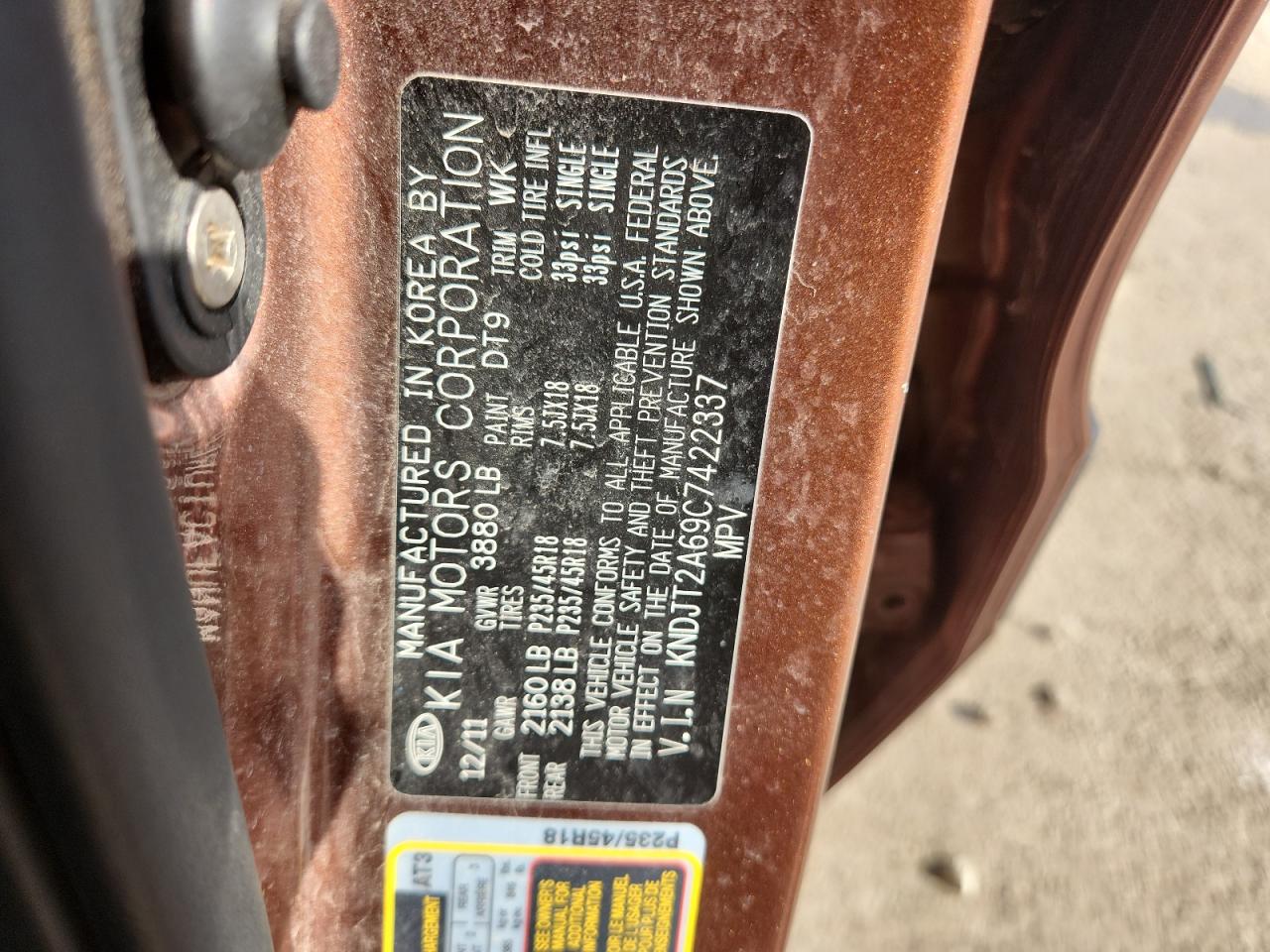 2012 Kia Soul + VIN: KNDJT2A69C7422337 Lot: 70642965