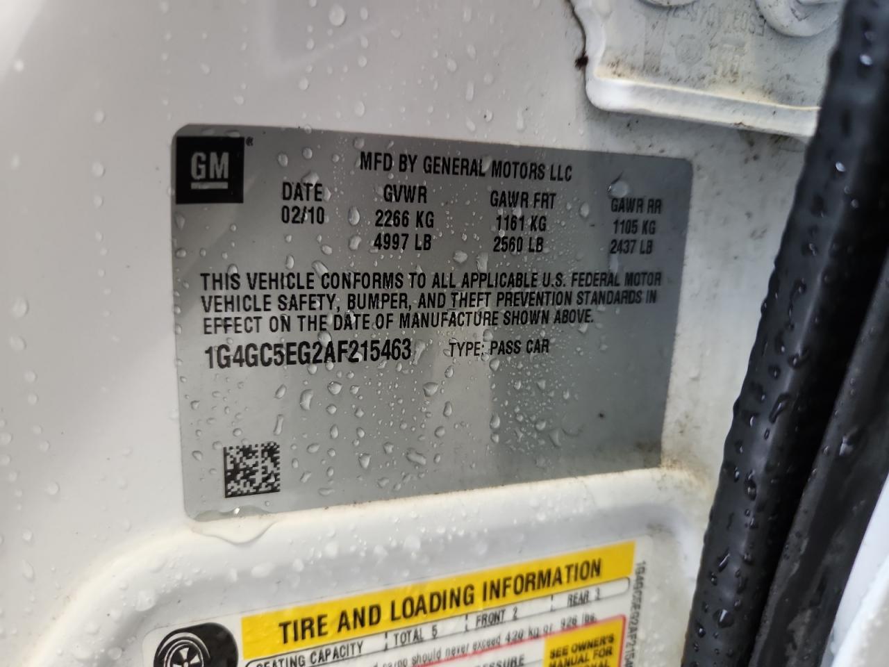 2010 Buick Lacrosse Cxl VIN: 1G4GC5EG2AF215463 Lot: 71000225