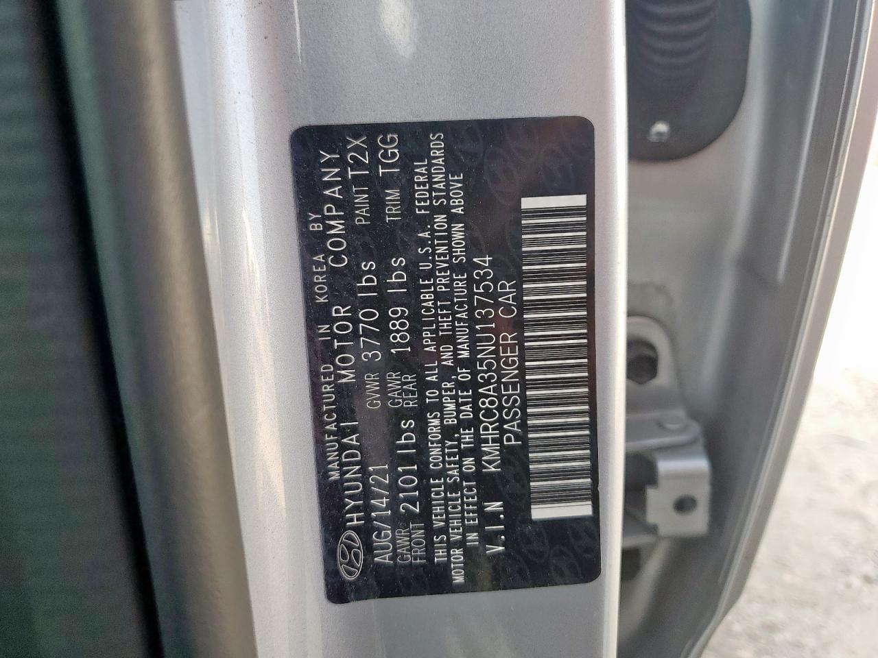 2022 Hyundai Venue Sel VIN: KMHRC8A35NU137534 Lot: 70765925