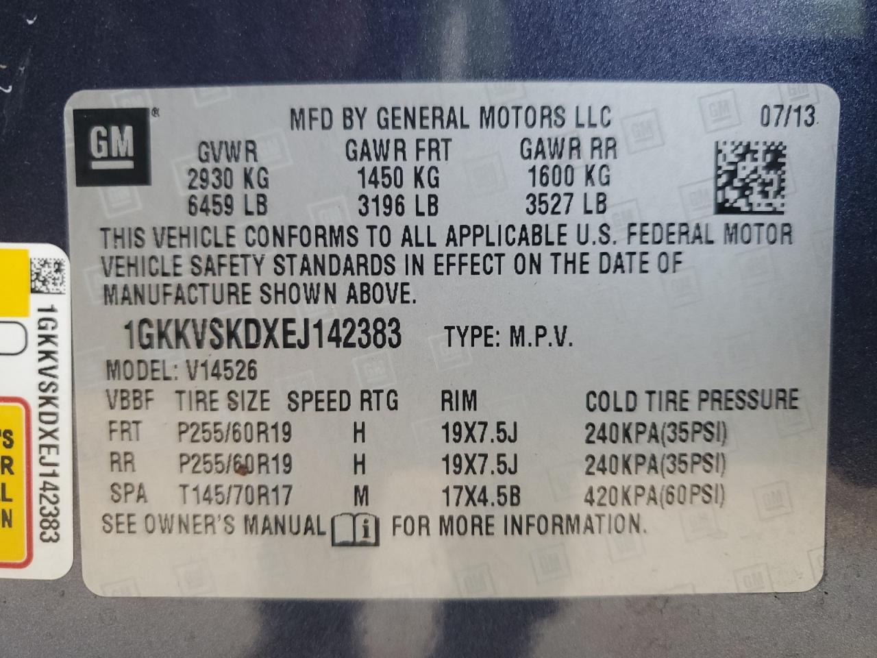 2014 GMC Acadia Slt-2 VIN: 1GKKVSKDXEJ142383 Lot: 68784245