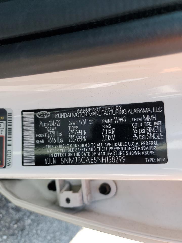 2022 Hyundai Tucson Sel VIN: 5NMJBCAE5NH158299 Lot: 69436325