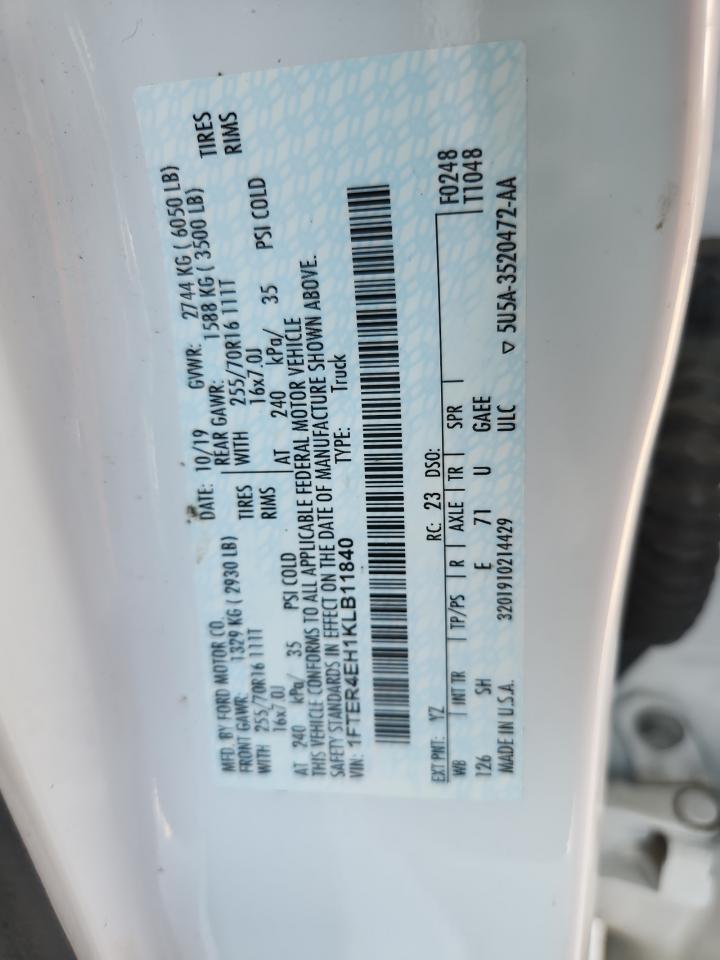 2019 Ford Ranger Xl VIN: 1FTER4EH1KLB11840 Lot: 67588355