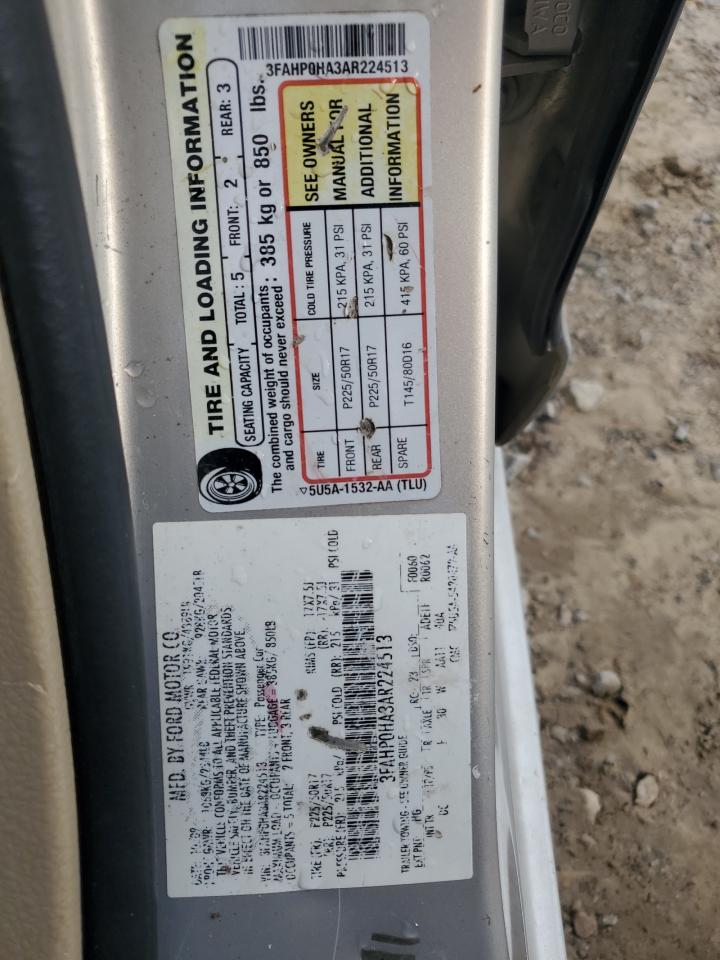 2010 Ford Fusion Se VIN: 3FAHP0HA3AR224513 Lot: 70865305