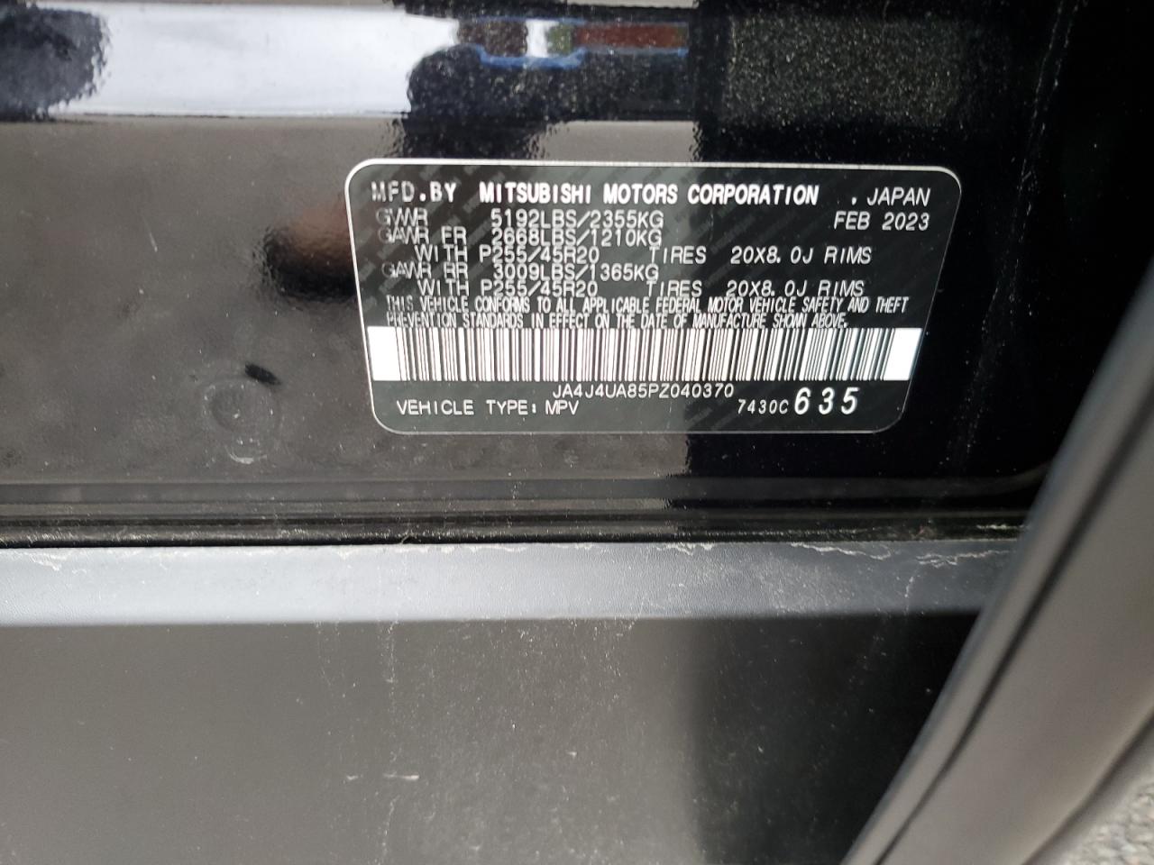 2023 Mitsubishi Outlander Se VIN: JA4J4UA85PZ040370 Lot: 69807895
