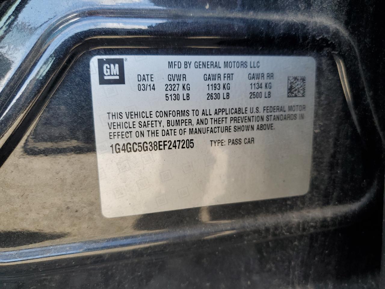 2014 Buick Lacrosse VIN: 1G4GC5G38EF247205 Lot: 69552745