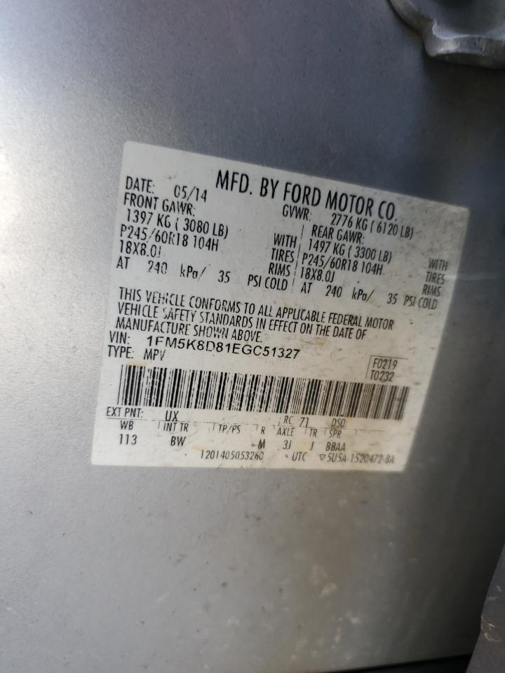 2014 Ford Explorer Xlt VIN: 1FM5K8D81EGC51327 Lot: 69815415