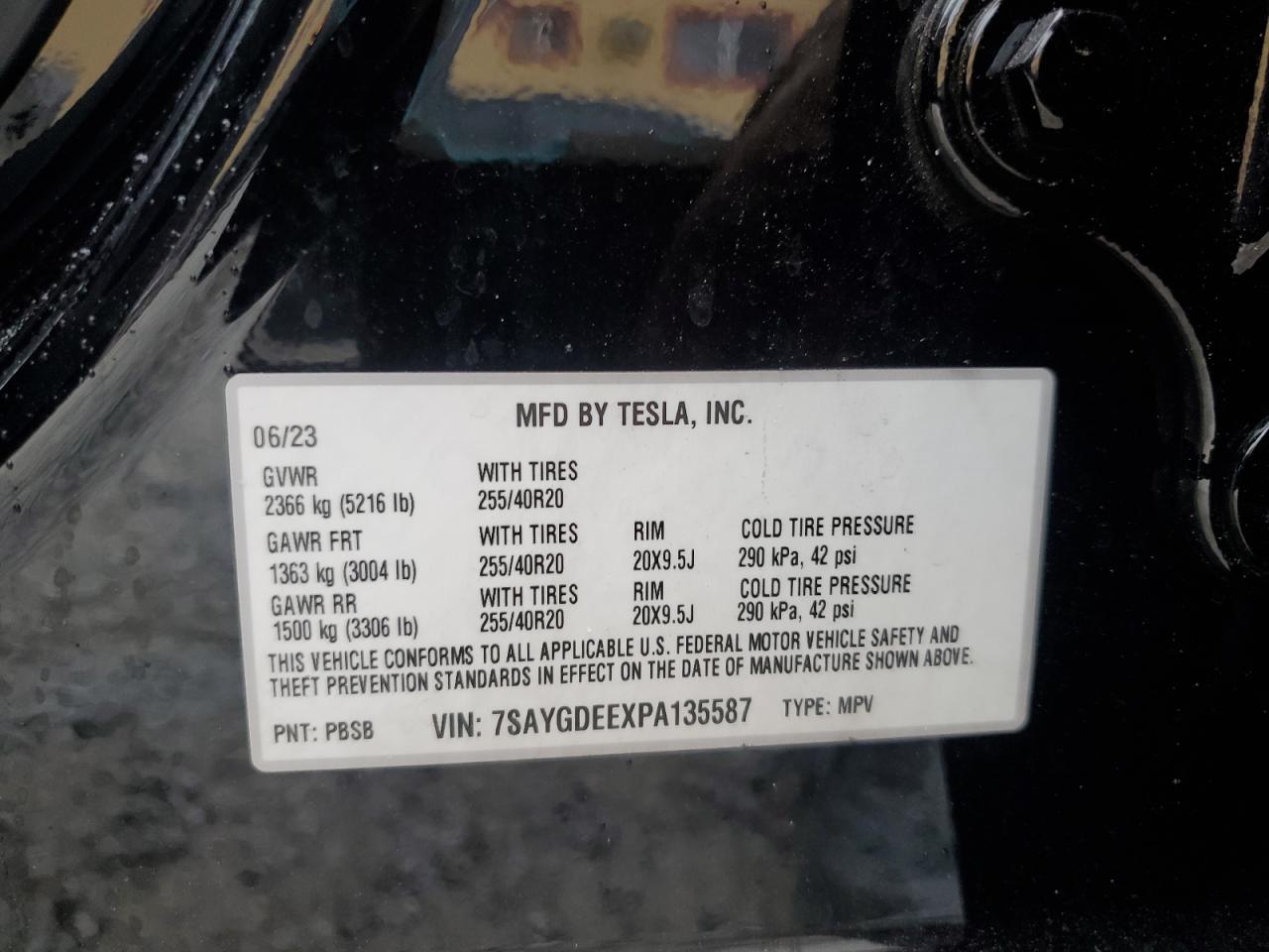 7SAYGDEEXPA135587 2023 Tesla Model Y