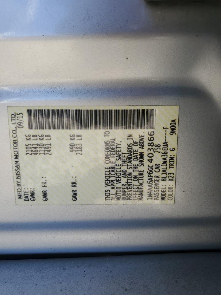 2016 Nissan Maxima 3.5S VIN: 1N4AA6AP6GC403866 Lot: 70476135