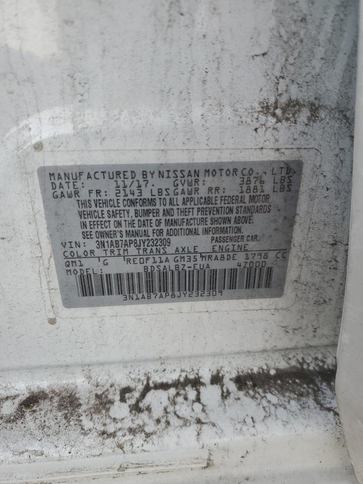 2018 Nissan Sentra S VIN: 3N1AB7AP8JY232309 Lot: 67151805