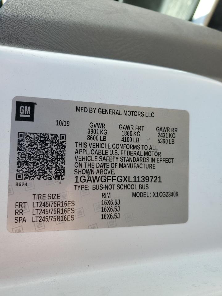 2020 Chevrolet Express G2500 Lt VIN: 1GAWGFFGXL1139721 Lot: 69288095