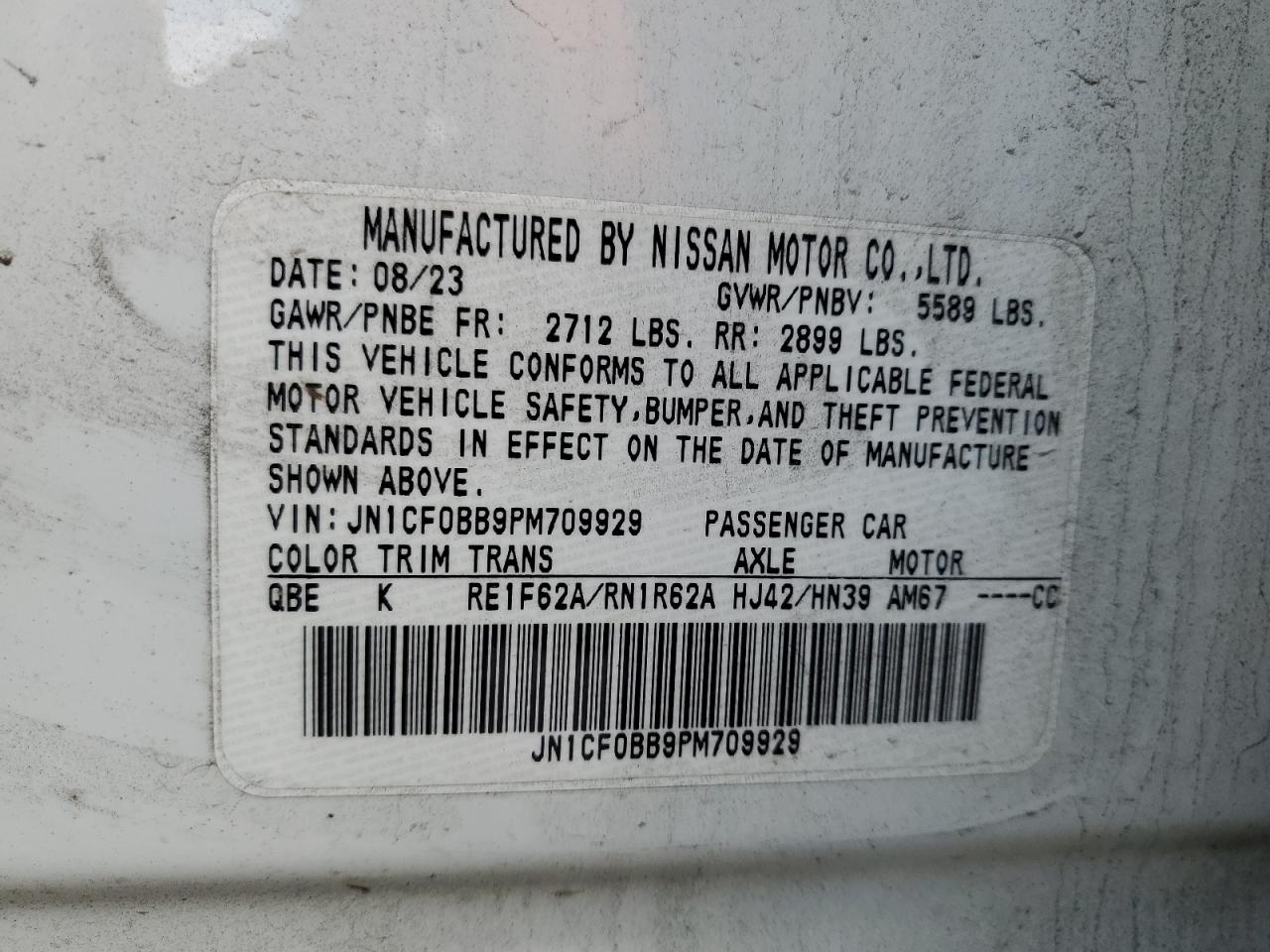 2023 Nissan Ariya Engage VIN: JN1CF0BB9PM709929 Lot: 67256785