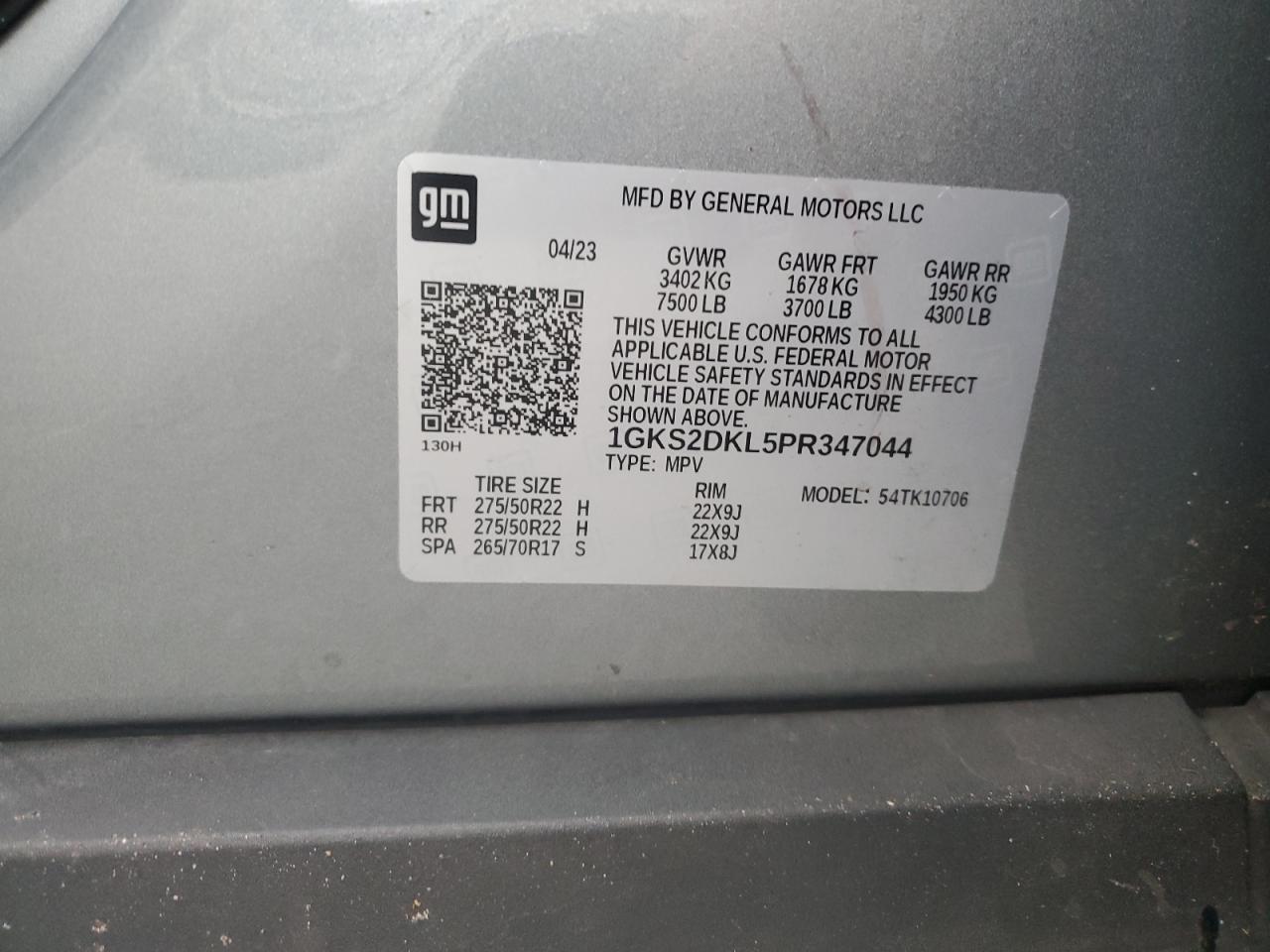 2023 GMC Yukon Denali VIN: 1GKS2DKL5PR347044 Lot: 70560415
