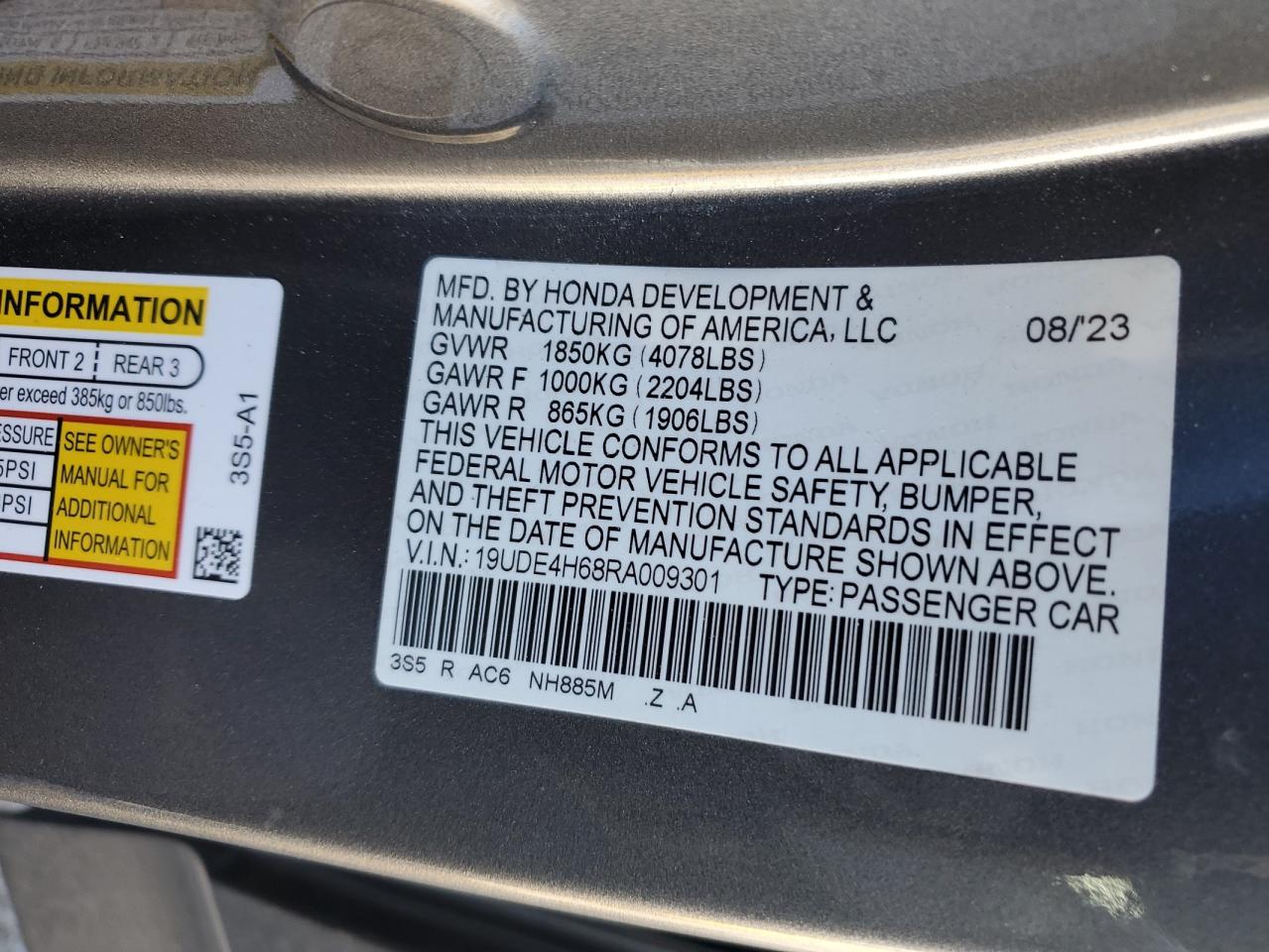 2024 Acura Integra A-Spec Tech VIN: 19UDE4H68RA009301 Lot: 71102365