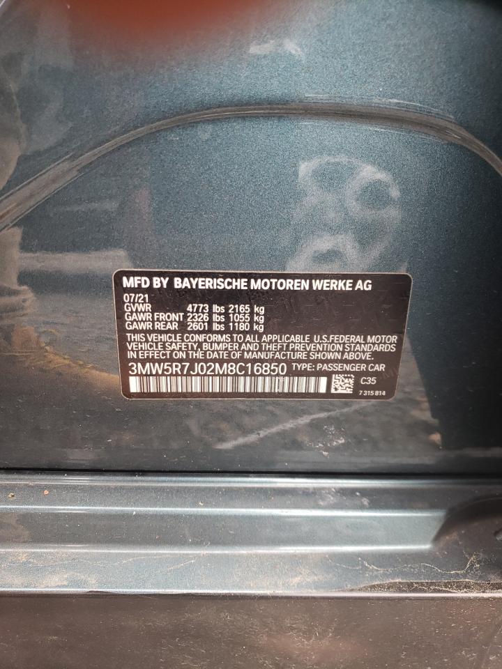 2021 BMW 330Xi VIN: 3MW5R7J02M8C16850 Lot: 68757965