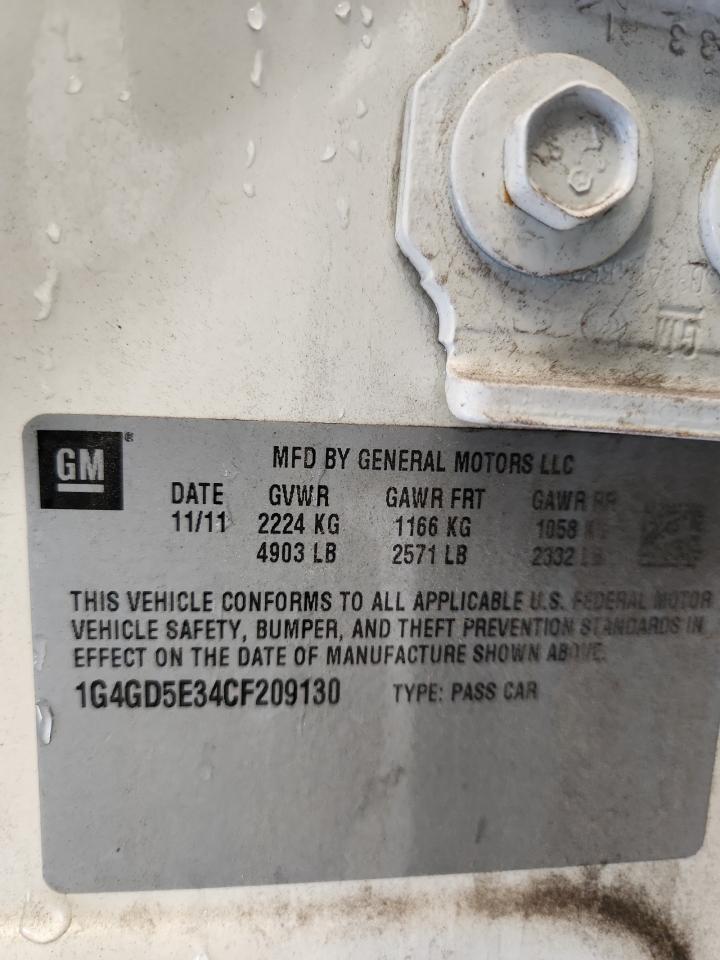 2012 Buick Lacrosse Premium VIN: 1G4GD5E34CF209130 Lot: 70109765