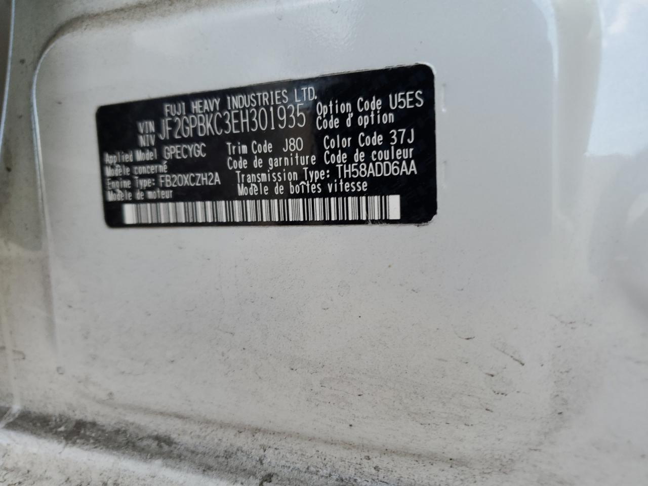 2014 Subaru Xv Crosstrek 2.0I Hybrid Touring VIN: JF2GPBKC3EH301935 Lot: 70131945