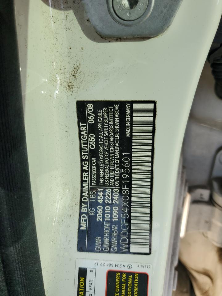 2008 Mercedes-Benz C 300 VIN: WDDGF54X08F195601 Lot: 70298335